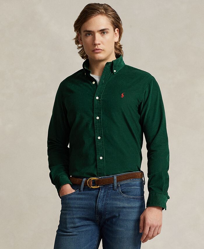 

Мужская вельветовая рубашка классического кроя Polo Ralph Lauren, зеленый