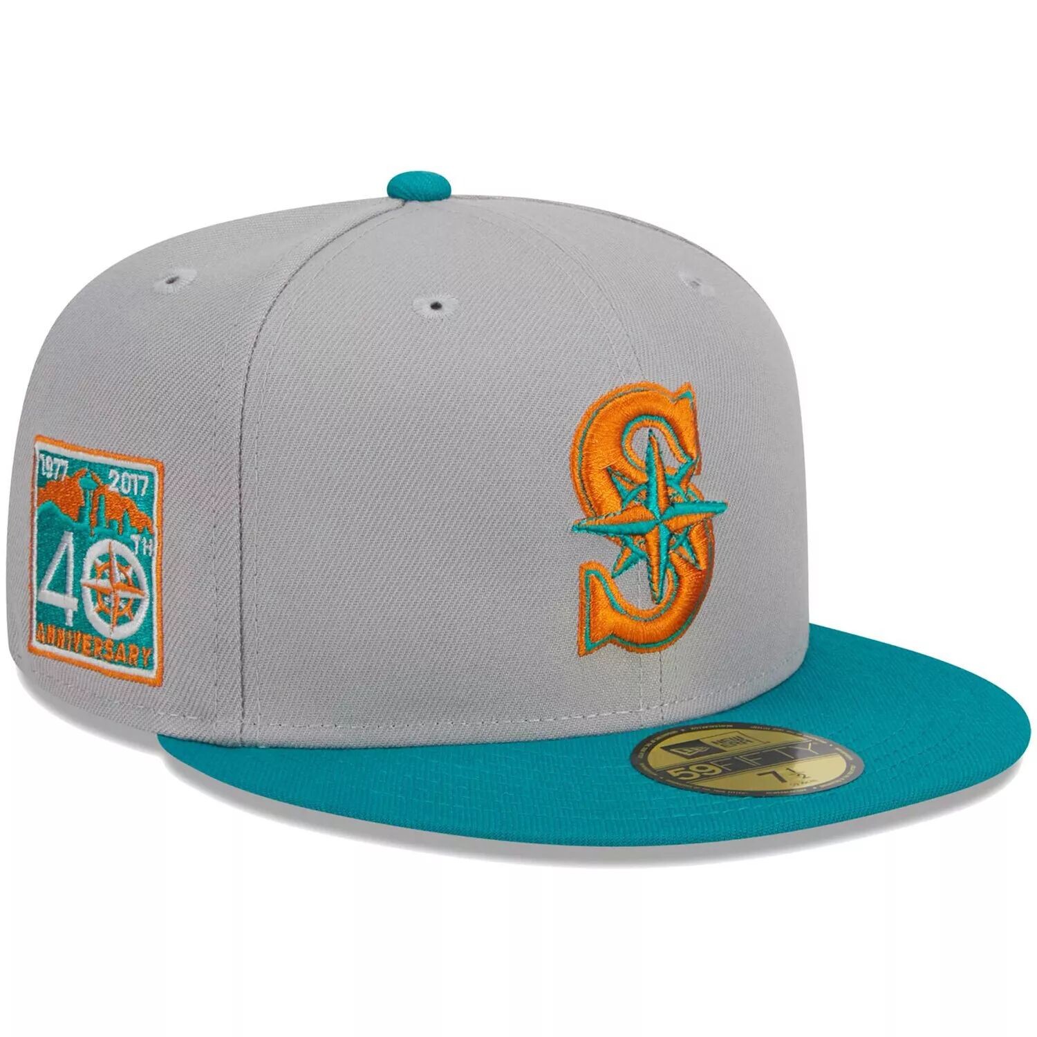 

Мужская приталенная шляпа New Era Grey/Tear Seattle Mariners 59FIFTY