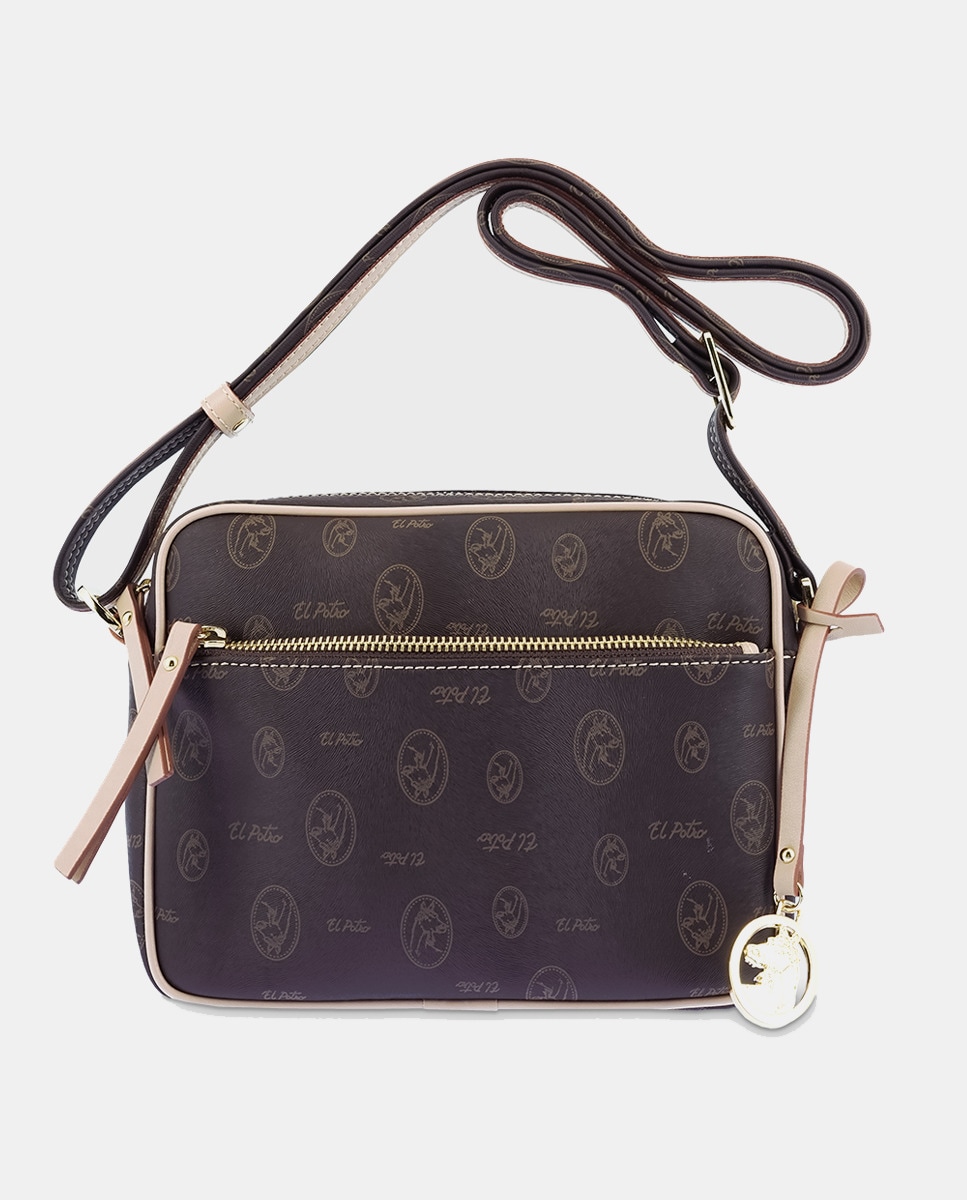 цена Коричневая сумка через плечо с монограммой и передним карманом El Potro, коричневый