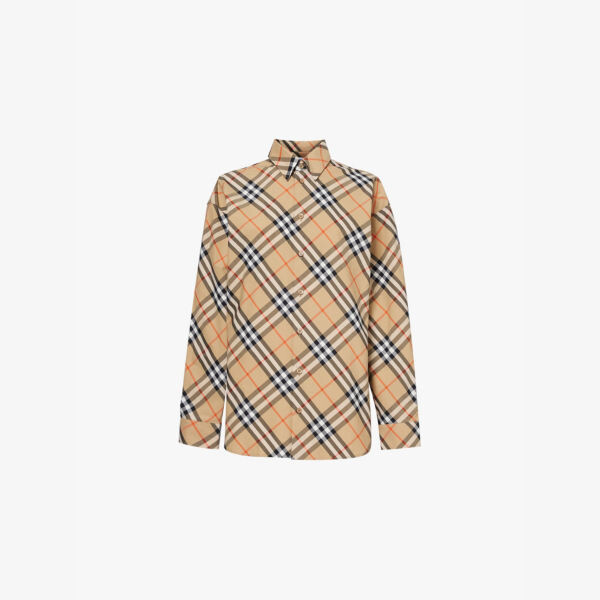 

Рубашка свободного кроя из хлопка в клетку Burberry, желтый