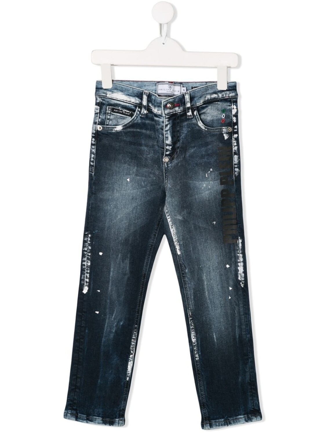 

Джинсы с эффектом разбрызганной краски Philipp Plein Junior, синий