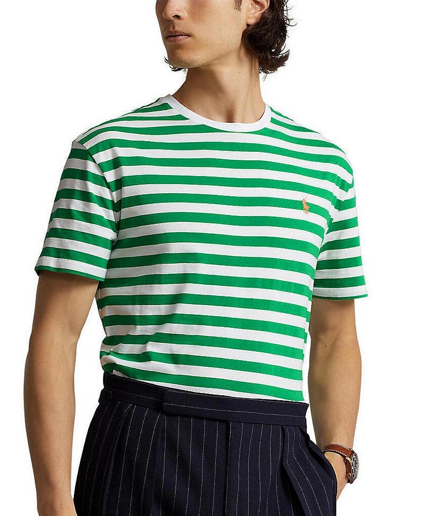 Полосатая трикотажная футболка классического кроя Polo Ralph Lauren с ...