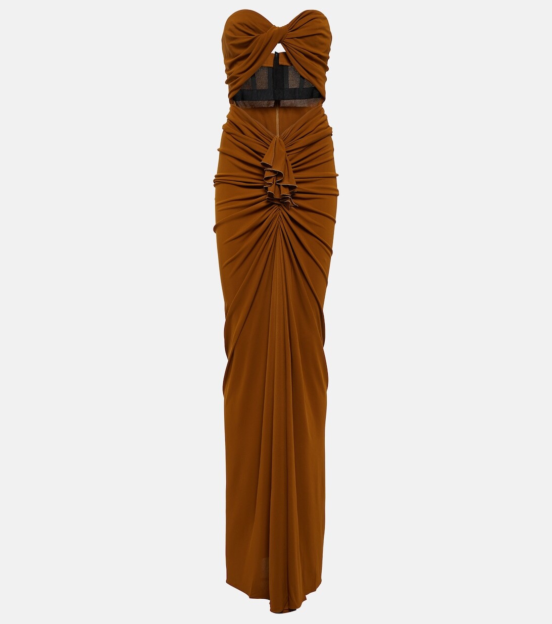 

Платье-бюстье из крепового джерси с вырезами SAINT LAURENT, коричневый