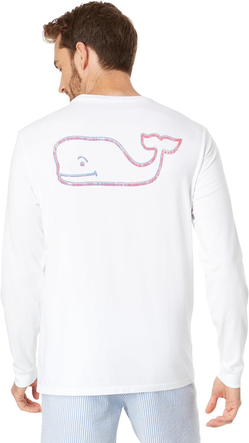 

Футболка с длинными рукавами и контуром кита Garment Dye Vineyard Vines, цвет White Cap