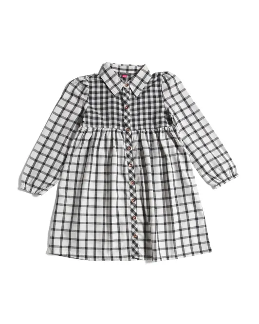 

Клетчатое платье для больших девочек Vince Camuto, черный/белый