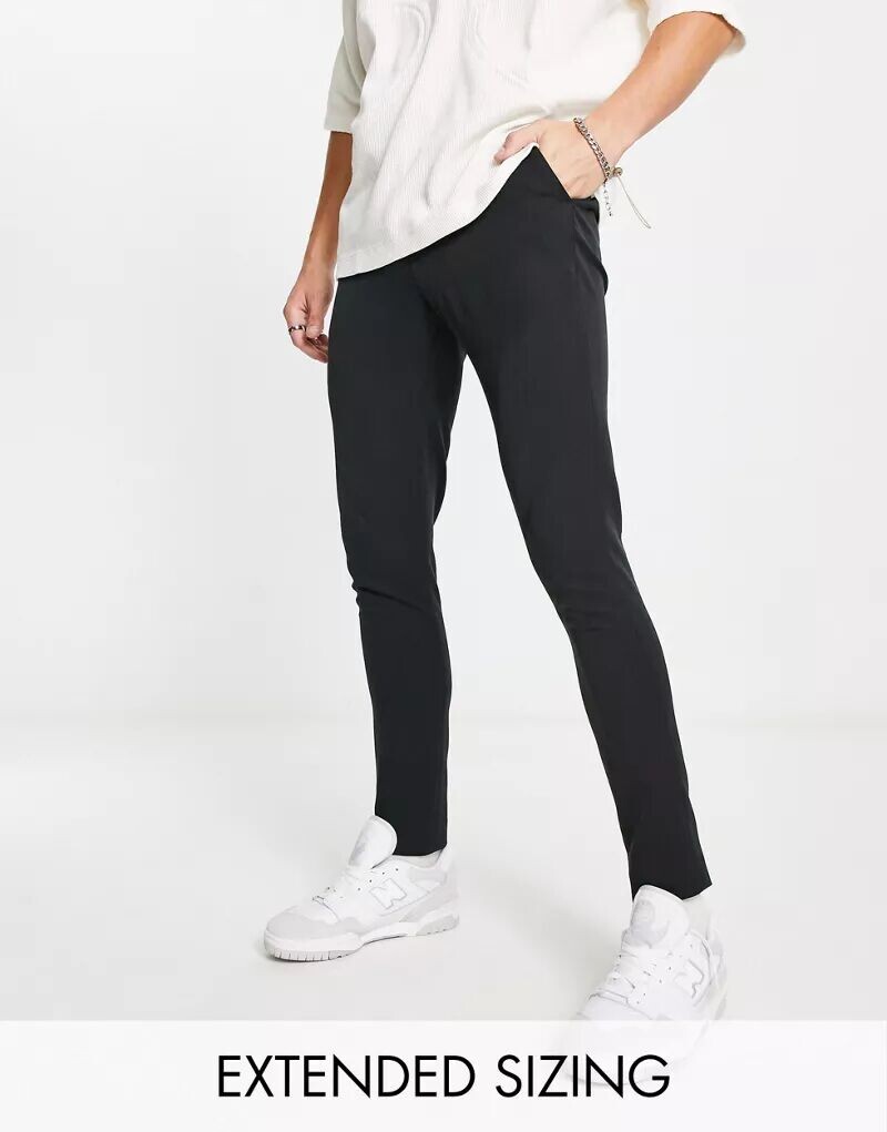 

Черные суперузкие брюки строгого кроя ASOS, Черный