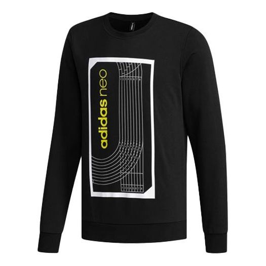 Толстовка adidas neo M Fav Swt 1 Sports Running Printing Stripe Round Neck Pullover Black, черный