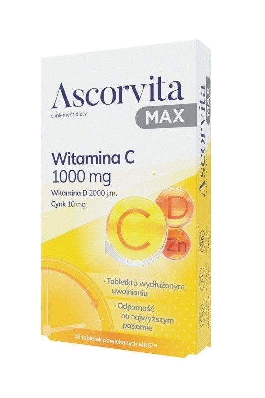Ascorvita Max витамин С в таблетках, 30 шт. витамин с в таблетках vitateka 500 мг в таблетках 30 шт