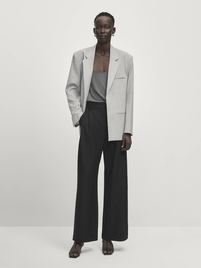 

Элегантные брюки с двойной вытачкой - ателье Massimo Dutti, черный