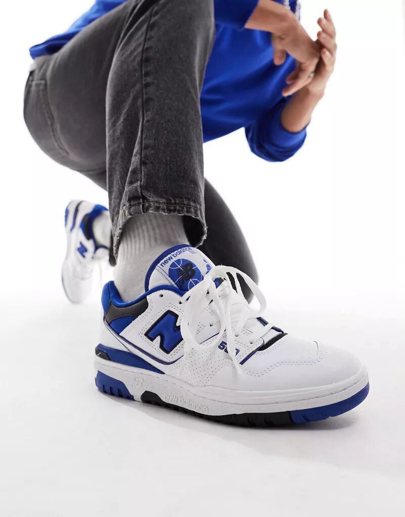 Бело-синие кроссовки New Balance 550