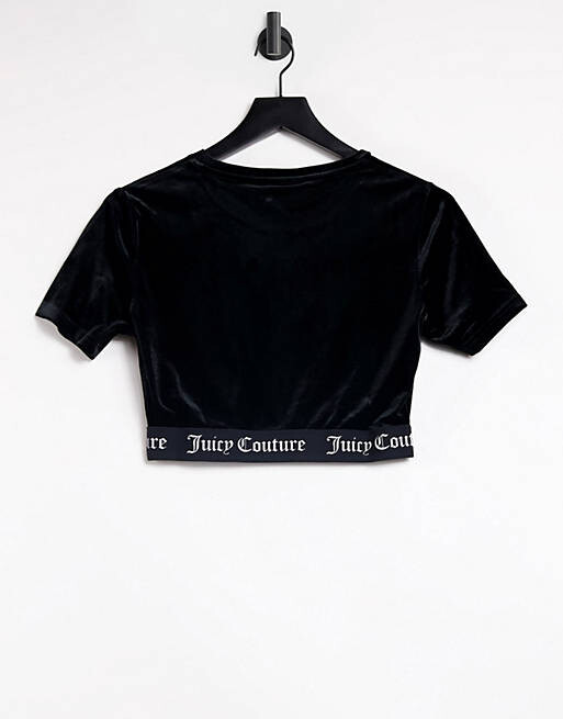 

Черная укороченная футболка с логотипом Juicy Couture, Черный