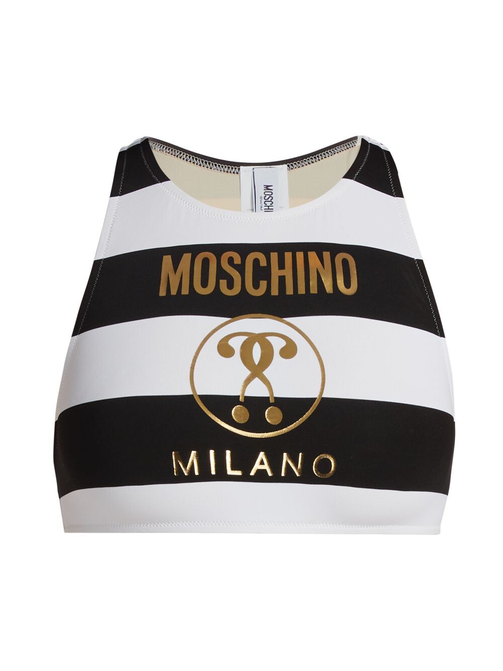 

Укороченный топ бикини в полоску Moschino, черный