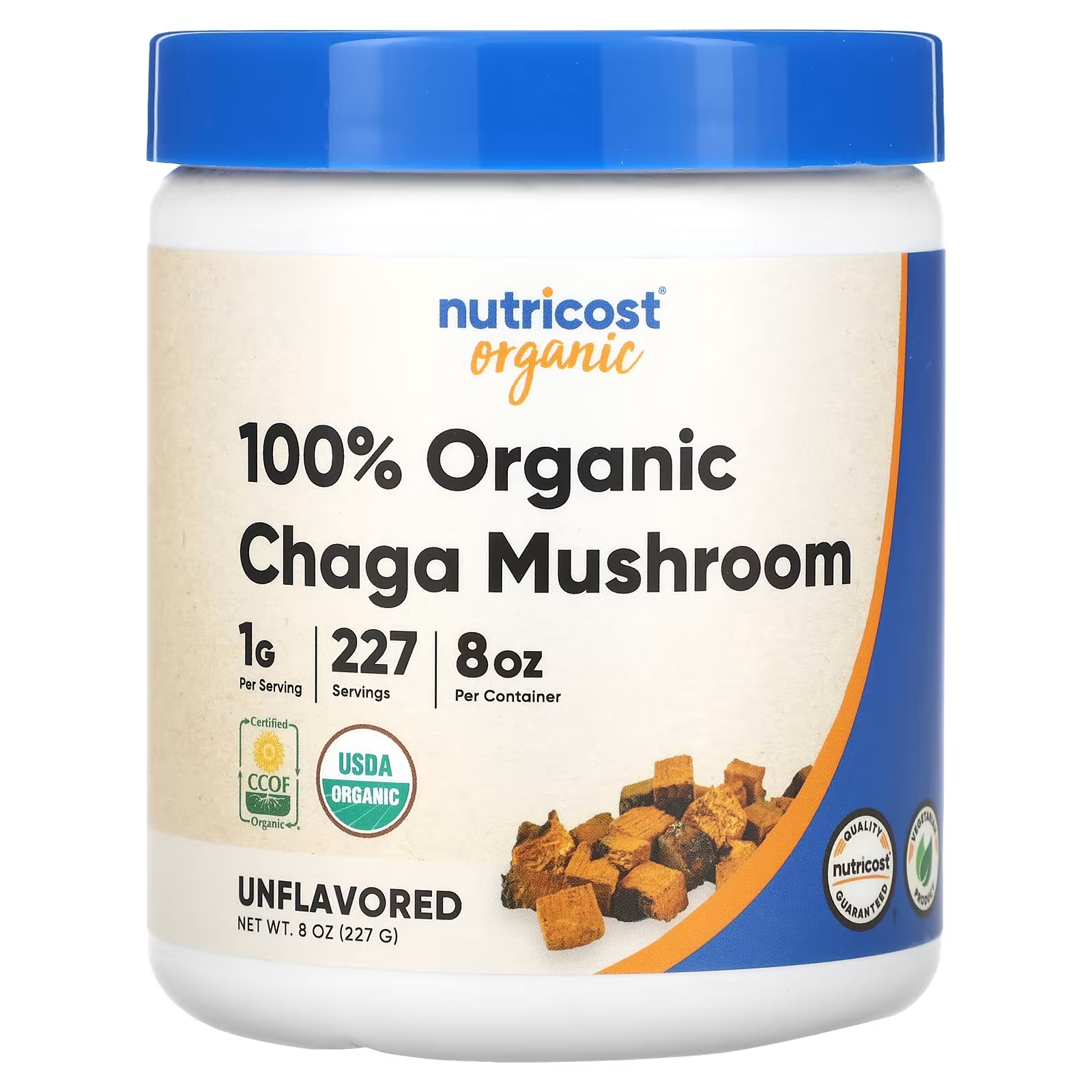 100% органический гриб чага без вкуса, 8 унций (227 г) Nutricost органический порошок nutricost из грибов шиитаке без добавок 227 г 8 унций