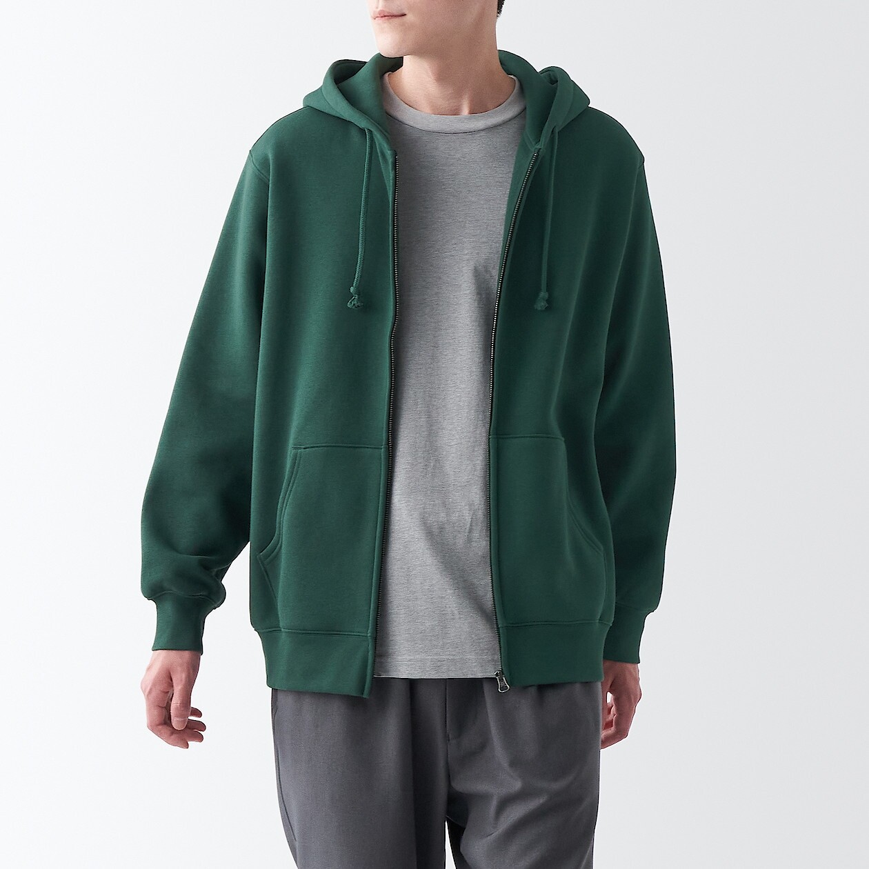 

Толстовка с капюшоном на полной молнии MUJI, зеленый