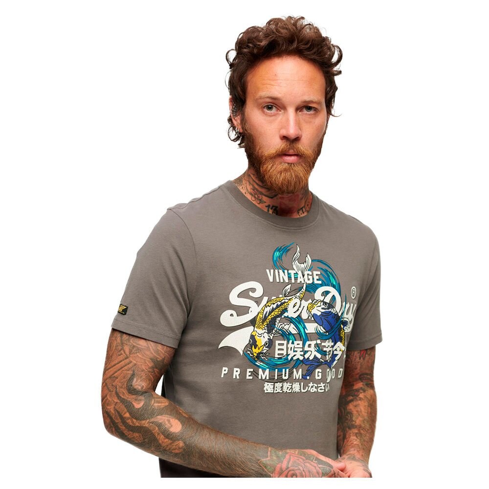 

Футболка Superdry Japanese Vintage Logo Graphic Short Sleeve Round Neck, серый