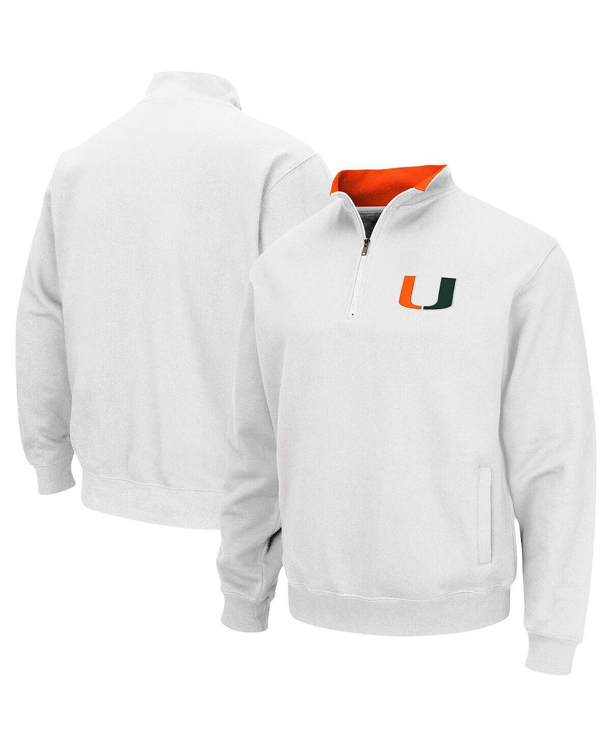 

Мужская белая куртка с молнией на четверть и логотипом Miami Hurricanes Tortugas Colosseum