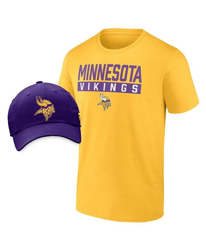 

Комбинированный комплект мужской золотисто-фиолетовой футболки Minnesota Vikings с фирменным логотипом и регулируемой шапки Fanatics, мультиколор