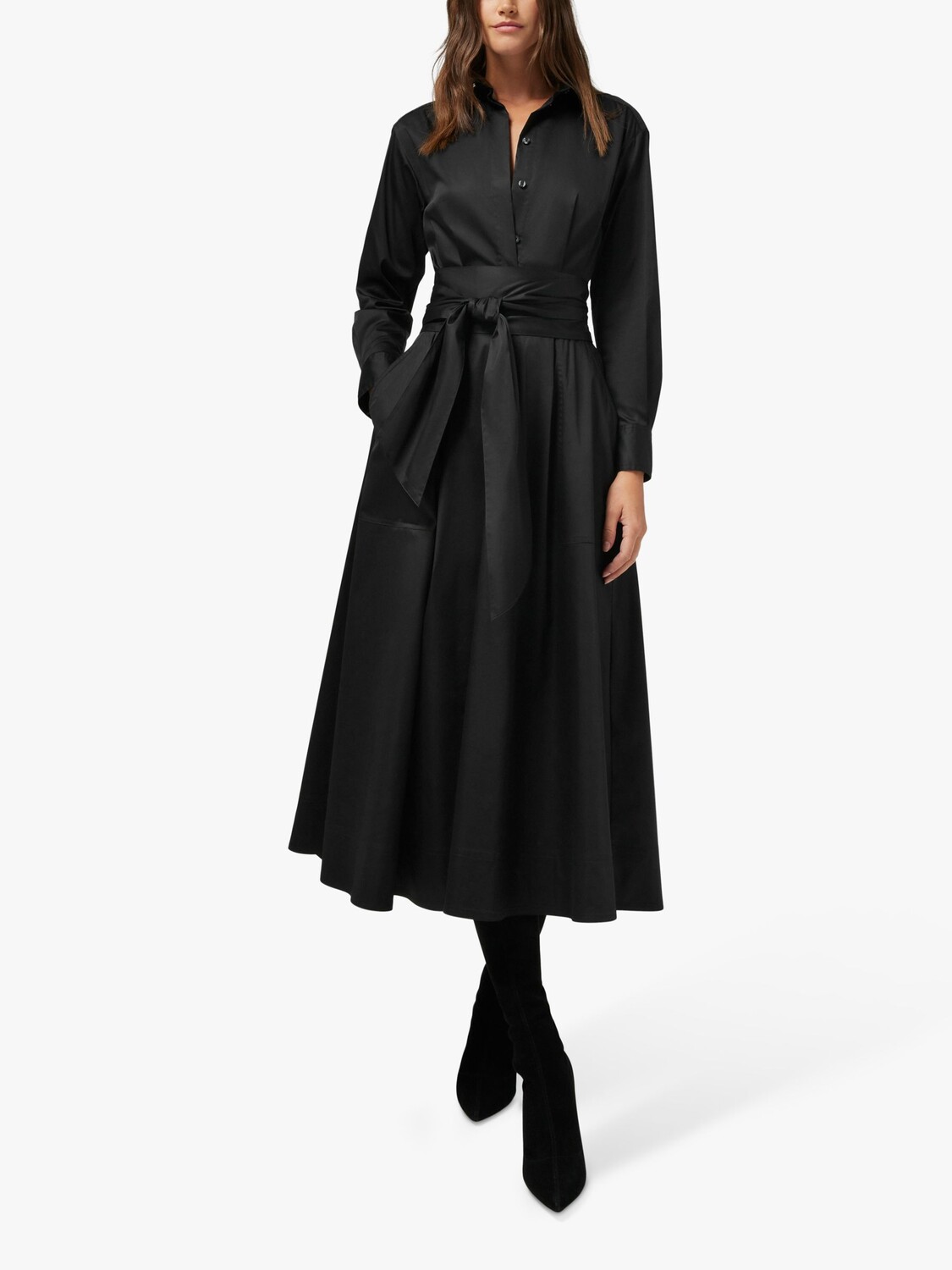

Атласное платье-рубашка миди Jasper Conran London Blythe, черное