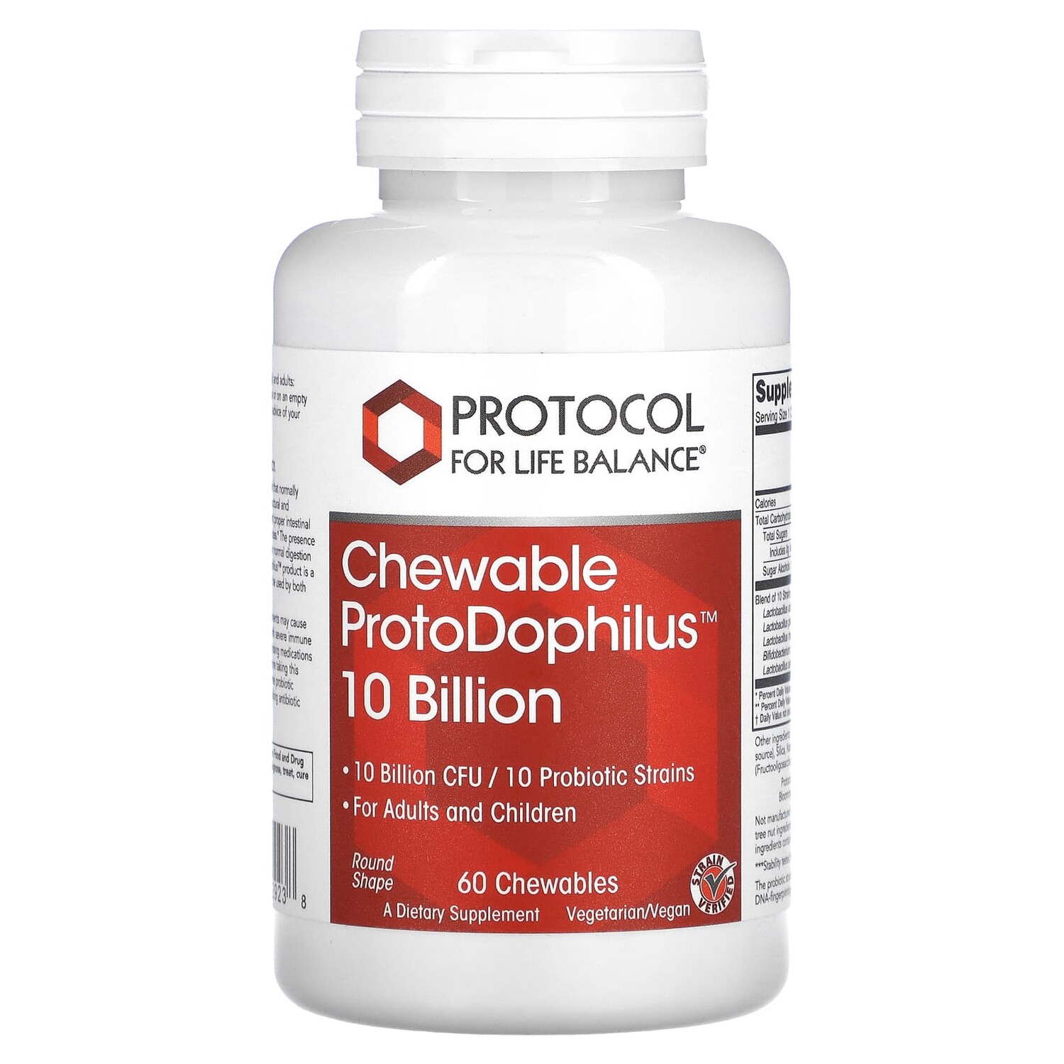 

Жевательные таблетки ProtoDophilus, 10 млрд, 60 жевательных таблеток, Protocol for Life Balance