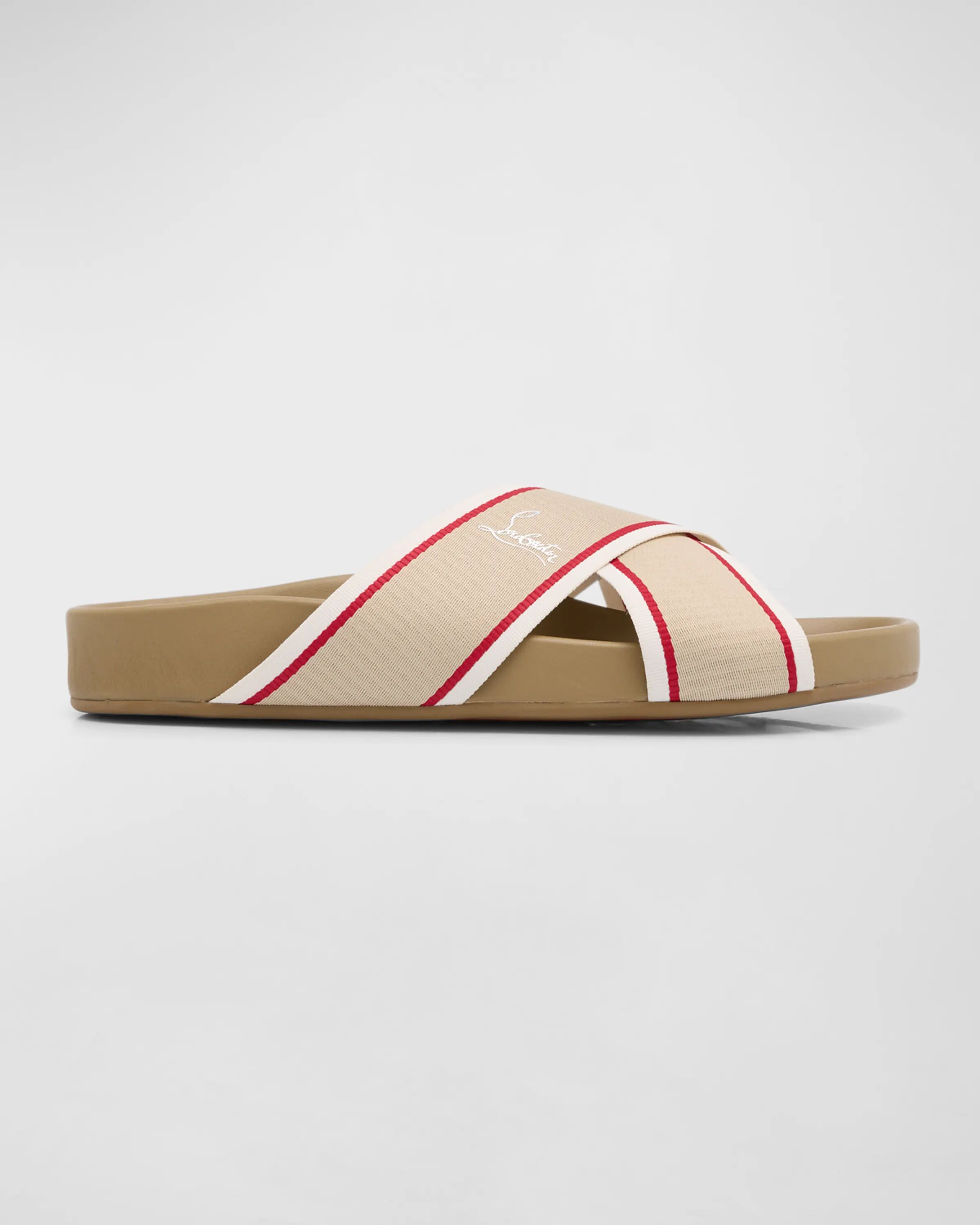 

Мужские шлепанцы Hot Cross Bizz Christian Louboutin, цвет Saharienne/Red