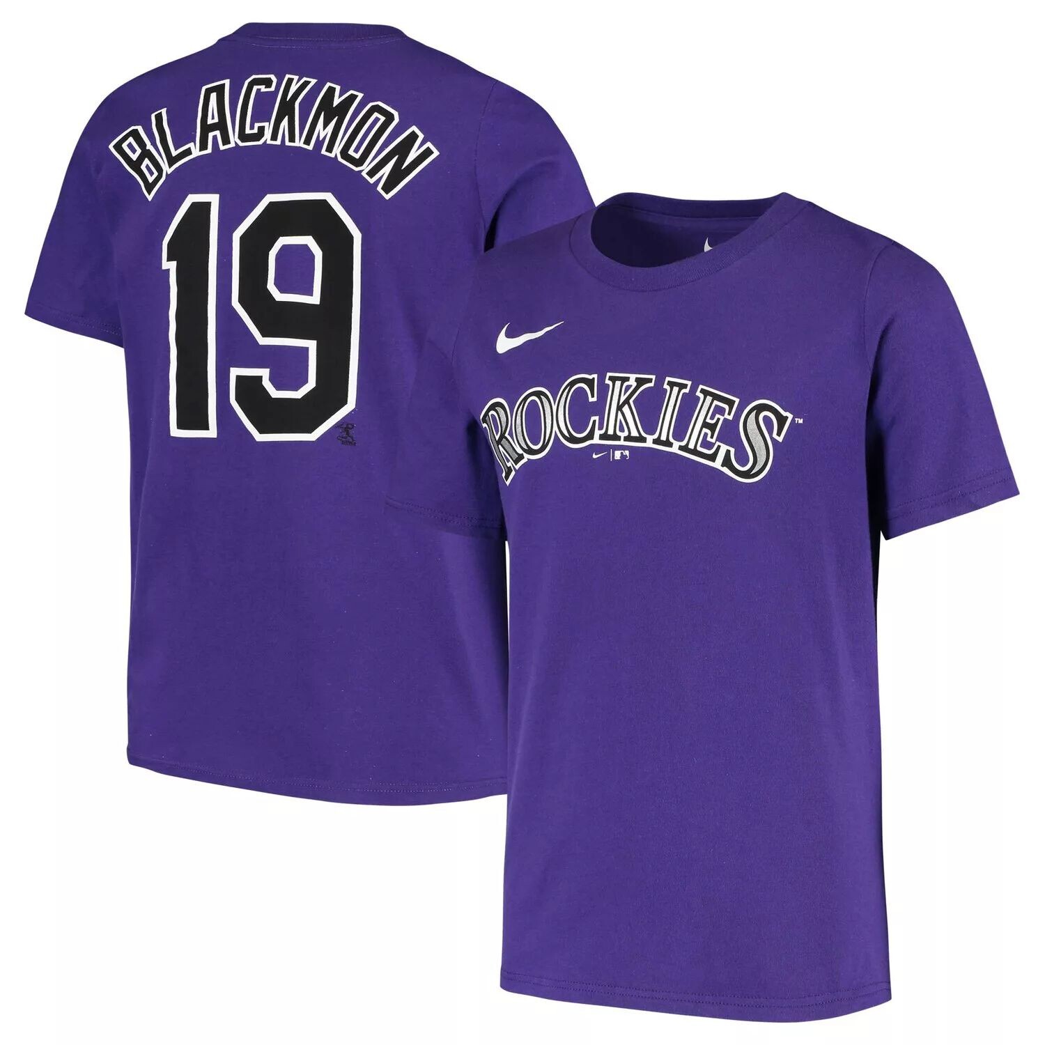 

Молодежная футболка Nike Charlie Blackmon Purple Colorado Rockies с именем и номером игрока Nike