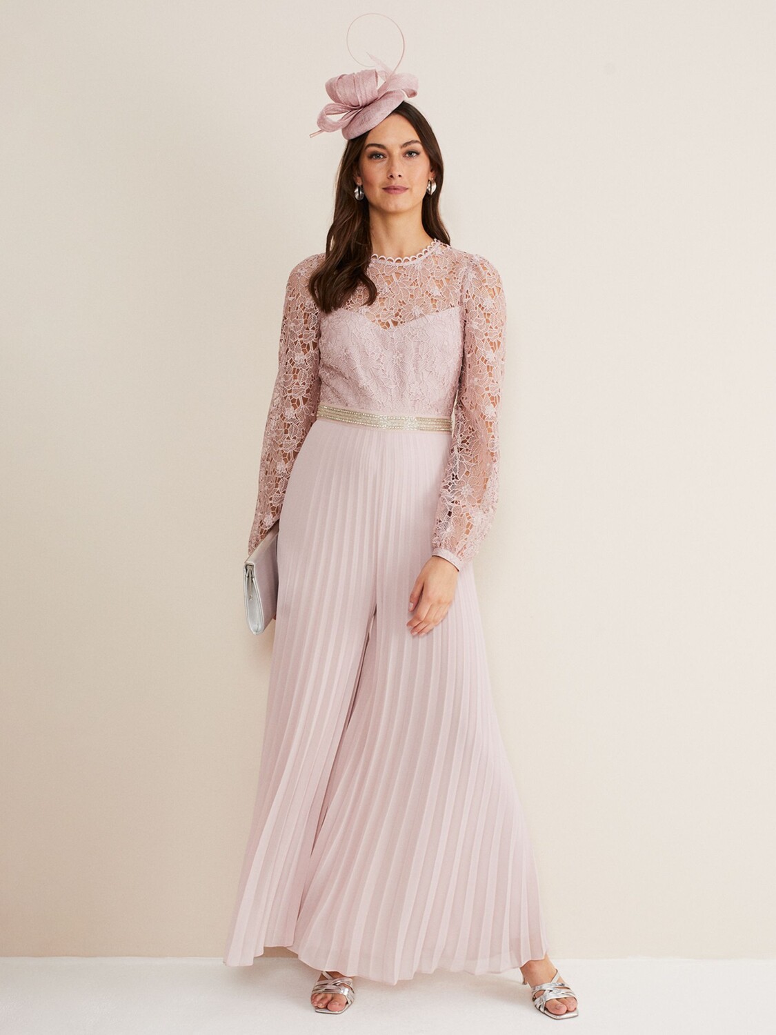 

Комбинезон с кружевным лифом Phase Eight Isla, цвет Antique Rose