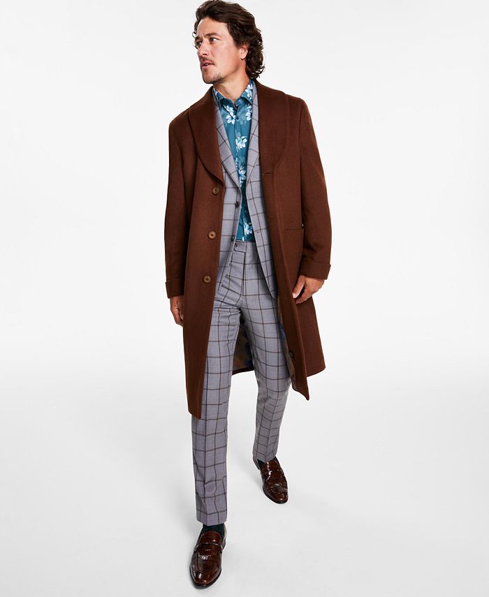 цена Мужские однотонные полушерстяные пальто классического кроя средней плотности Tallia, коричневый