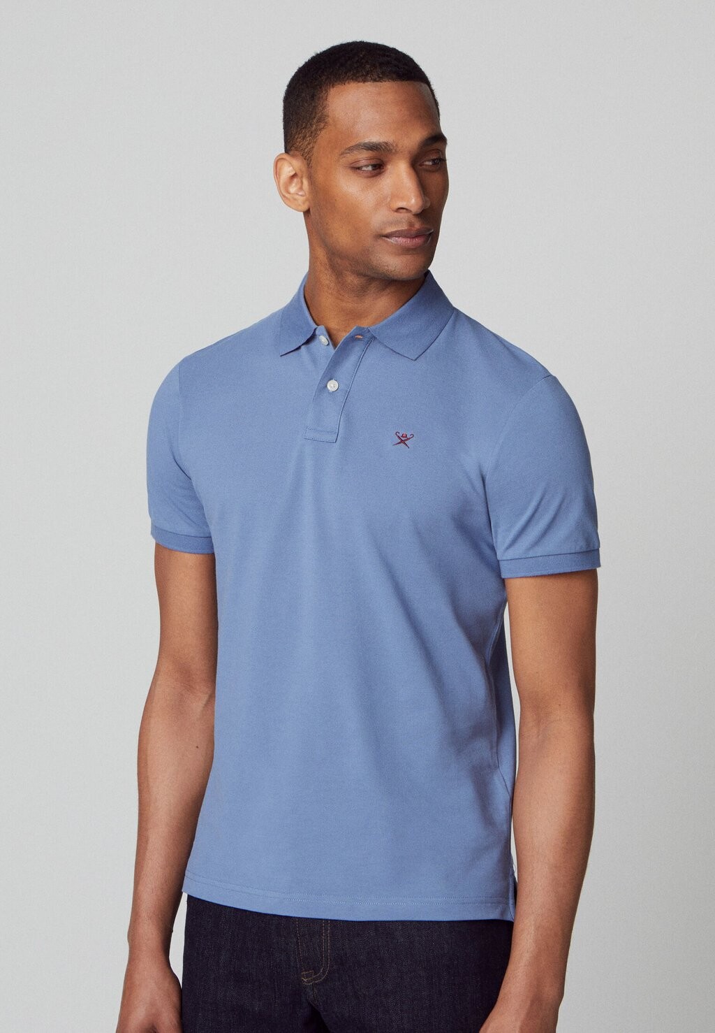 

футболка-поло Slim Fit Logo Hackett London, цвет steel blue