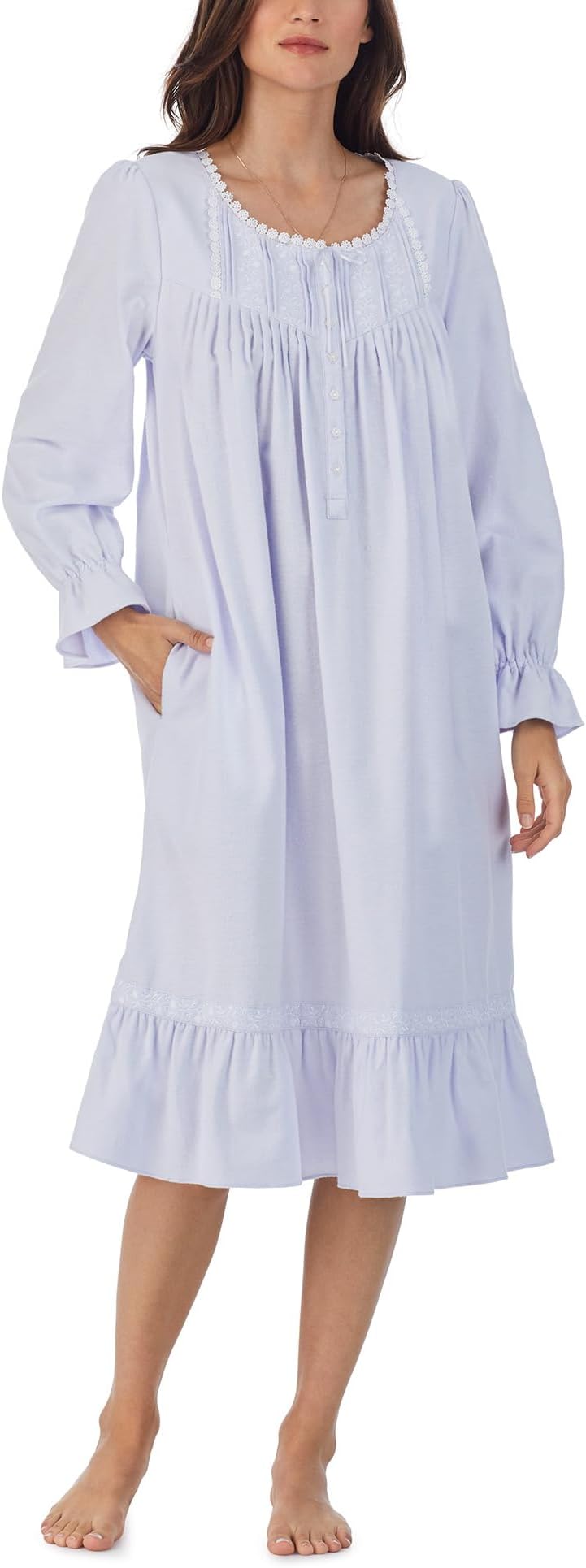 цена Платье для вальса из хлопковой фланели с длинными рукавами Eileen West, синий
