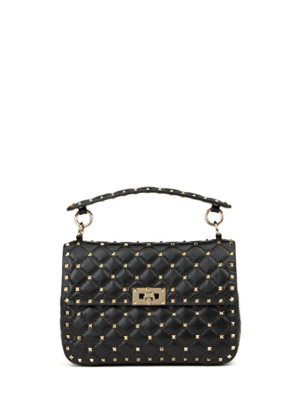 

Rockstud черная женская кожаная сумка через плечо среднего размера Valentino Garavani
