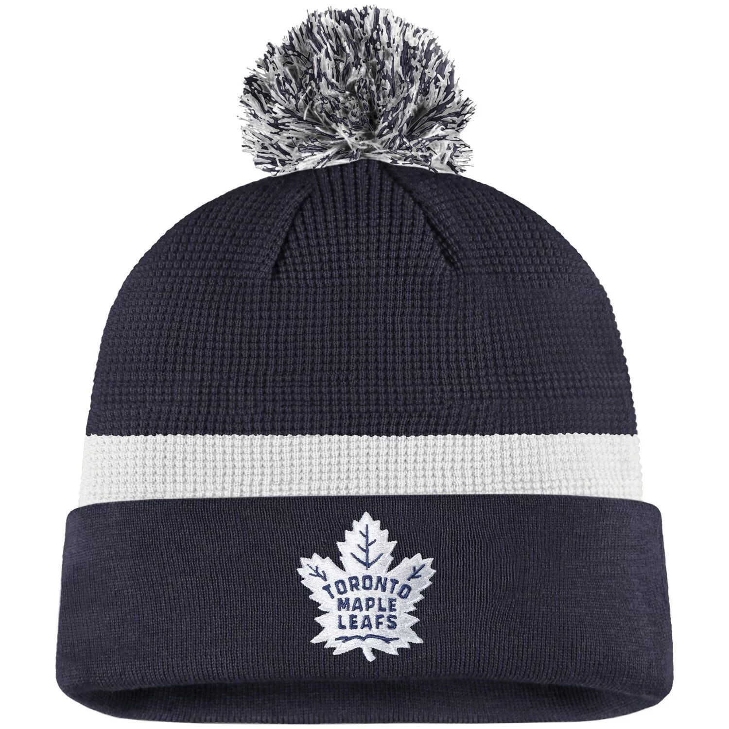 

Мужская фирменная сине-белая бейсболка Fanatics Toronto Maple Leafs 2020 NHL Draft Authentic Pro с манжетами и помпоном