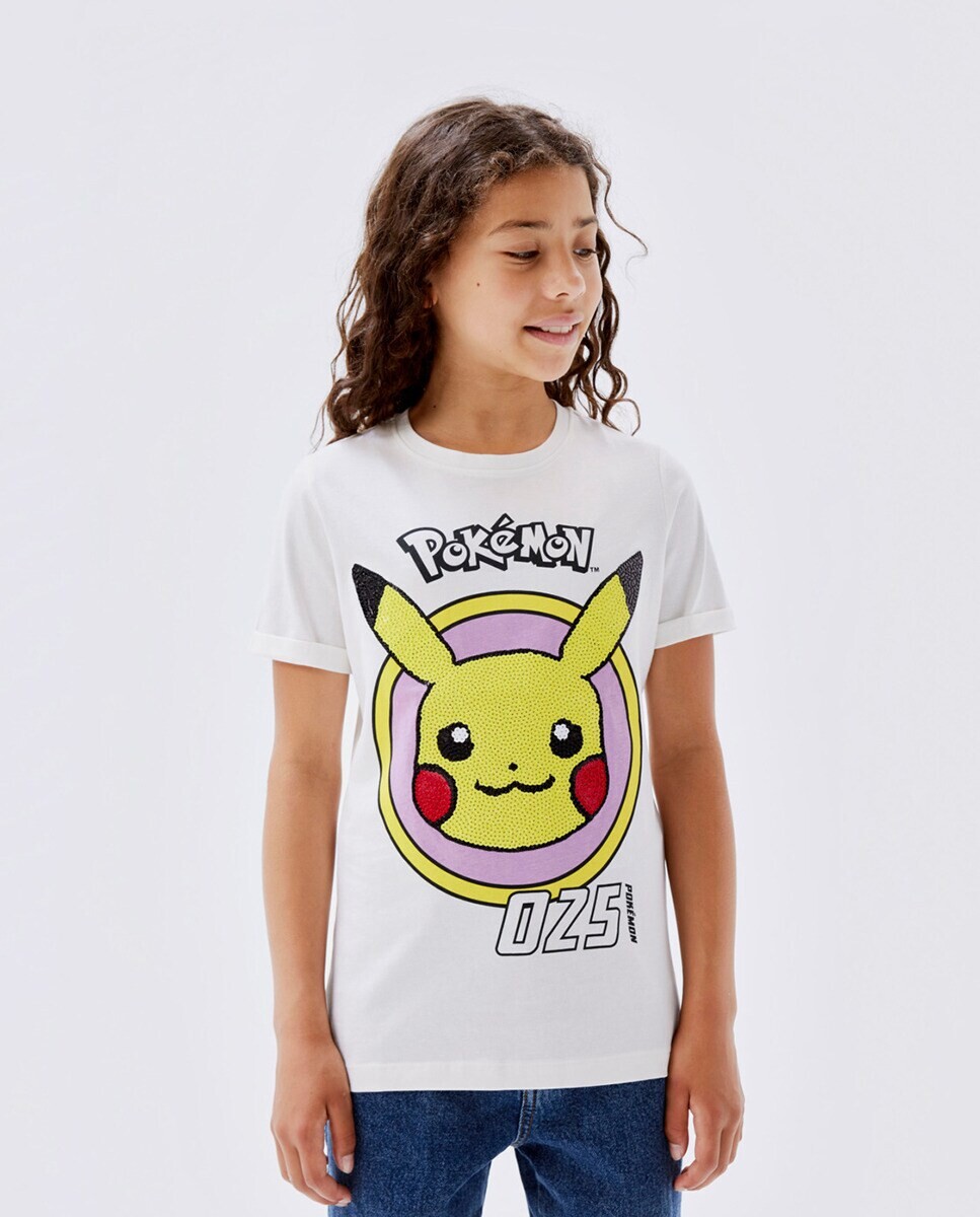 

Футболка POKÉMON для девочки с короткими рукавами и пайетками name it, белый