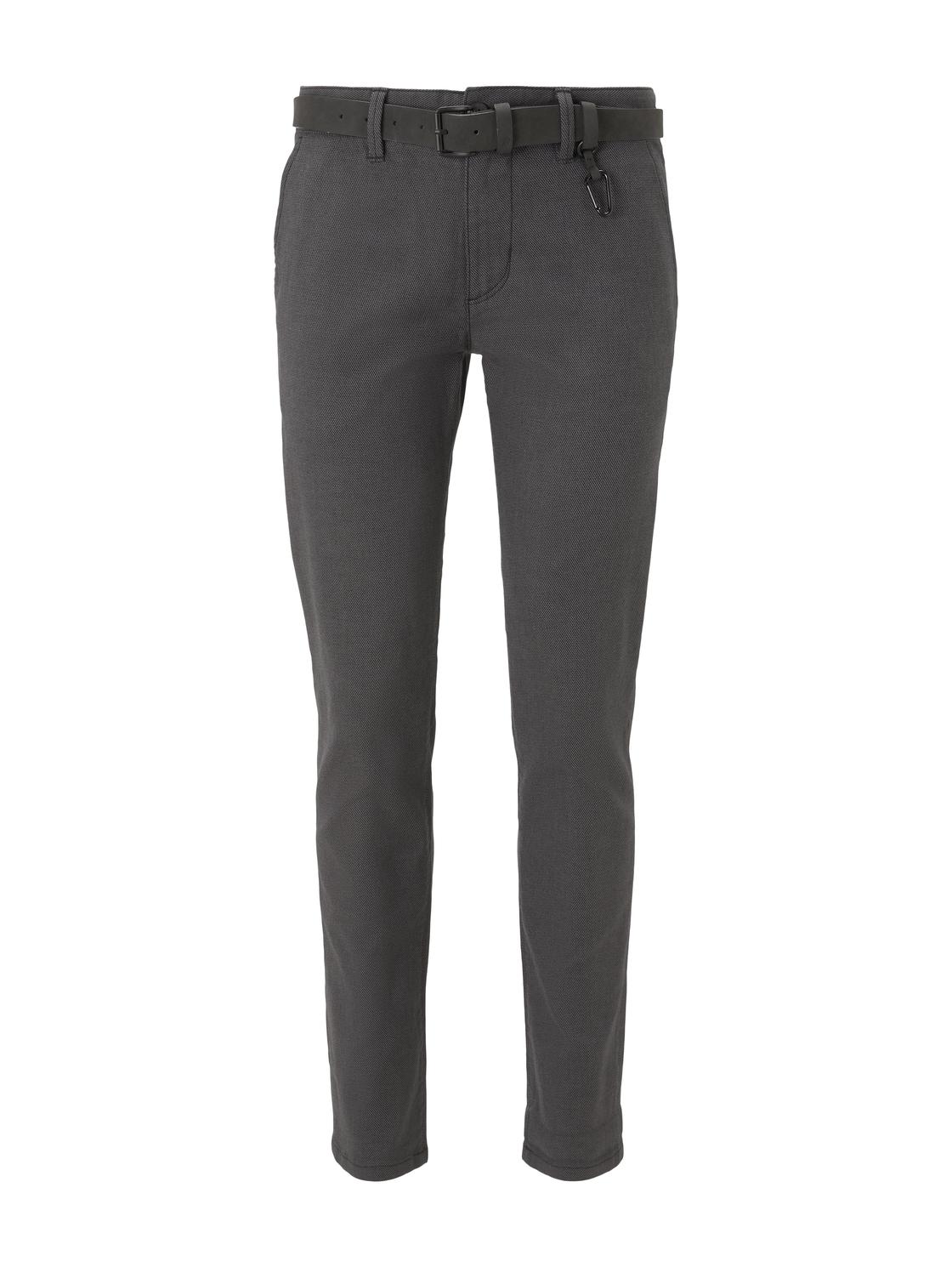 Тканевые брюки TOM TAILOR Denim Stoff/Chino Chino mit Gürtel regular/straight, серый худи tom tailor размер xl серый