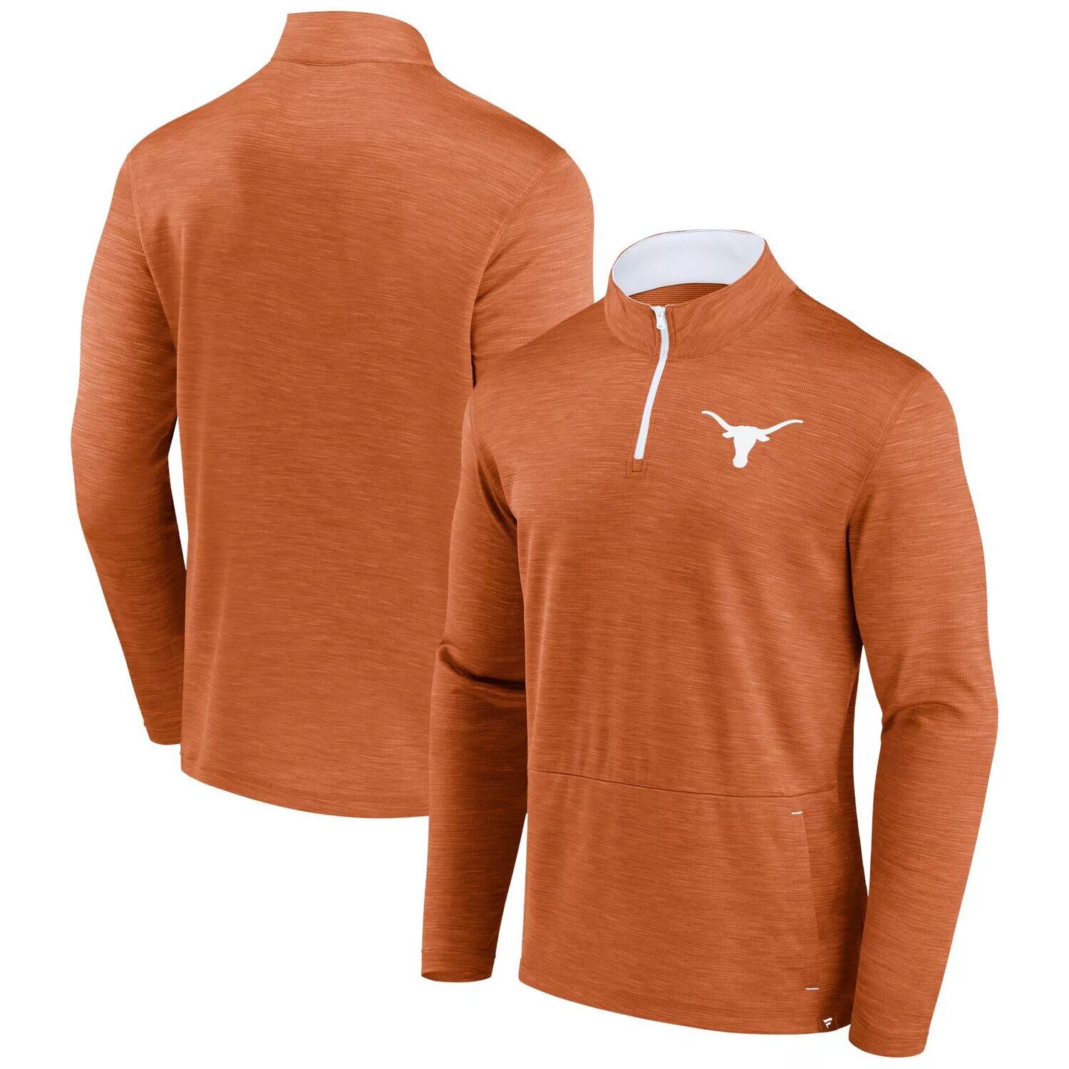 

Мужская классическая футболка с молнией без четверти с логотипом Texas Orange Texas Longhorns Fanatics