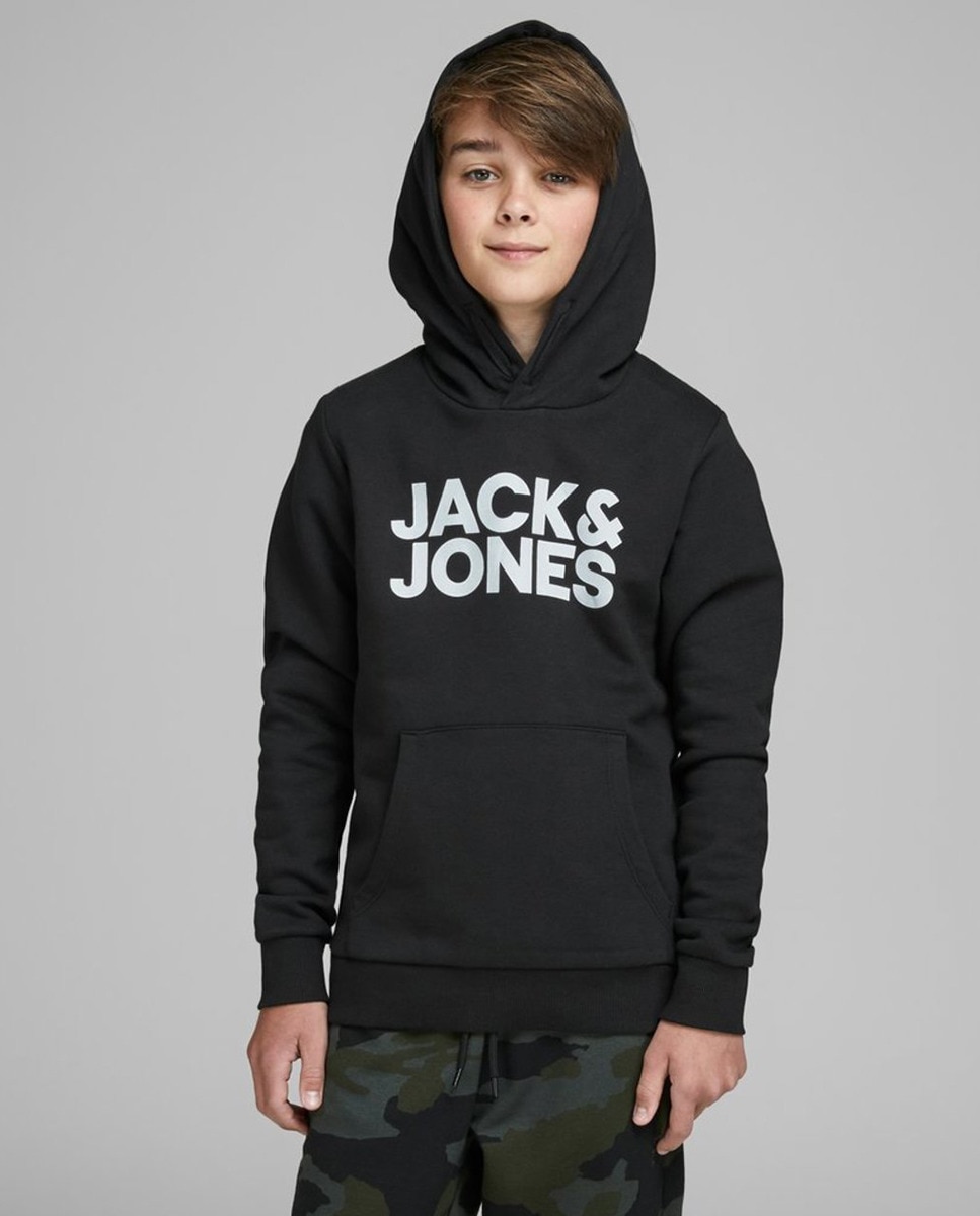 Черная толстовка с капюшоном для мальчика Jack & Jones, черный