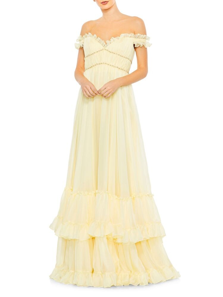 

Платье Babydoll с открытыми плечами Mac Duggal, цвет Butter