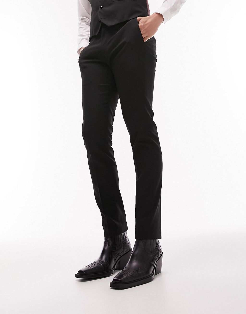 

Черные фактурные костюмные брюки скинни Topman, Черный