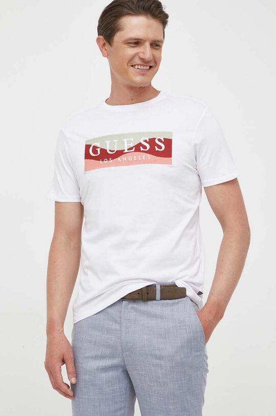 

Хлопковая футболка Guess, белый