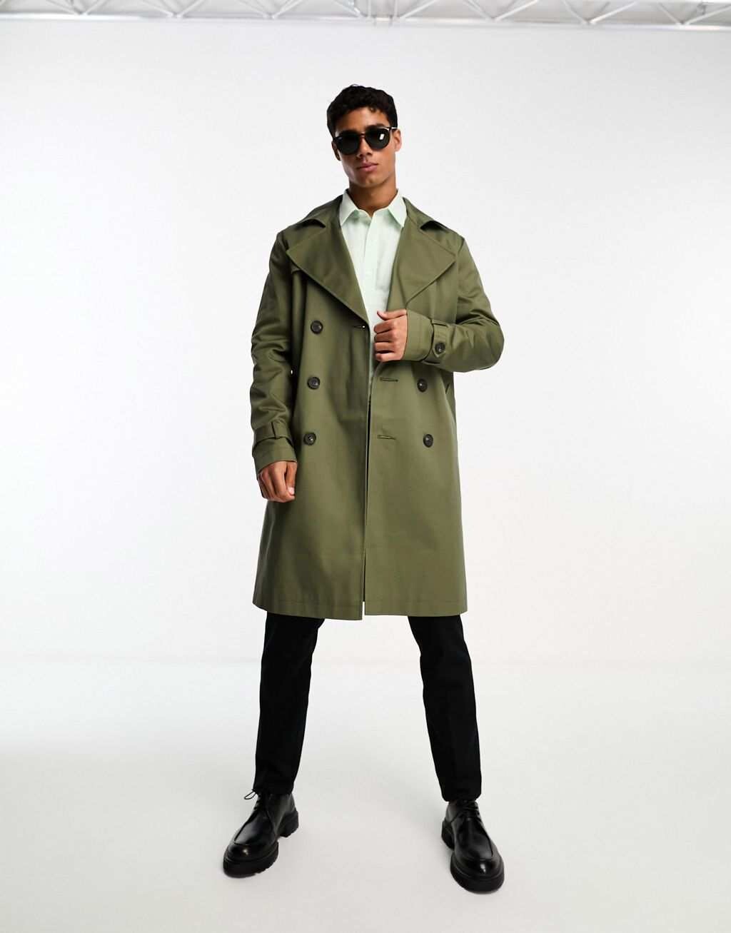 

Зеленый тренч ASOS DESIGN