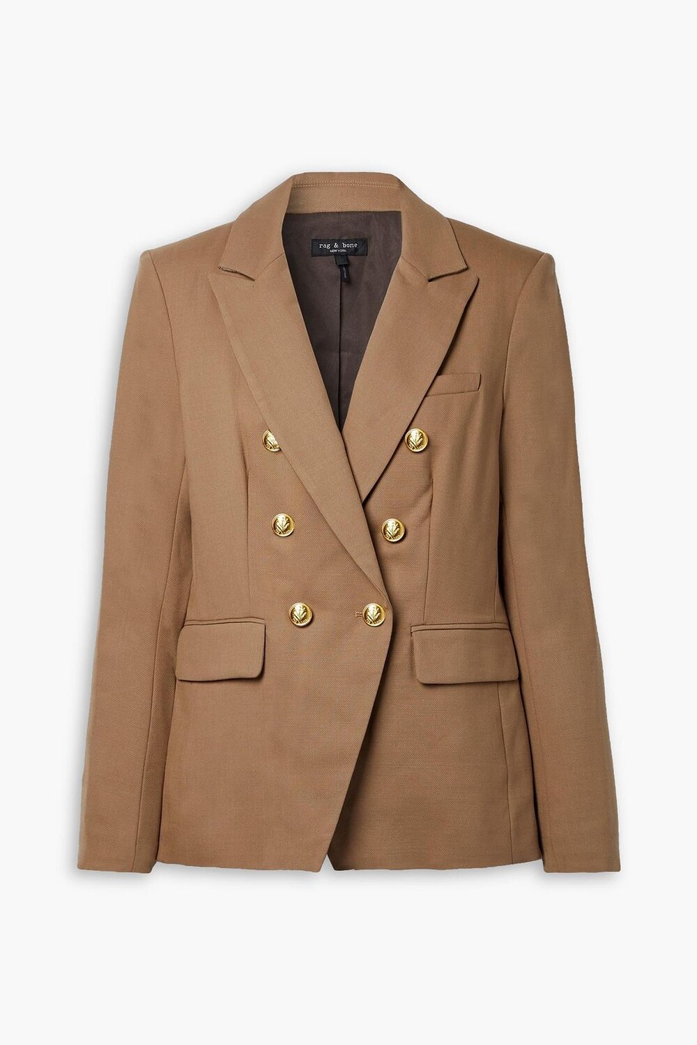 

Двубортный блейзер Preston из смесовой шерсти и твила RAG & BONE, коричневый