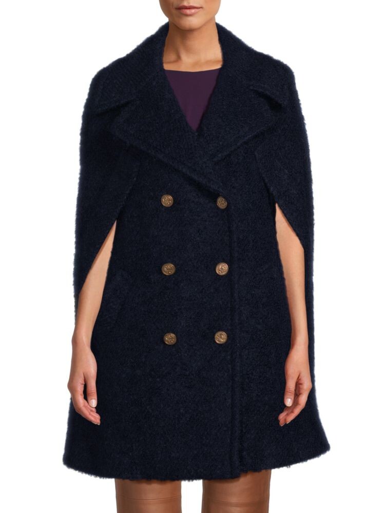 

Двубортное пальто-кейп из смесовой шерсти Redvalentino, синий