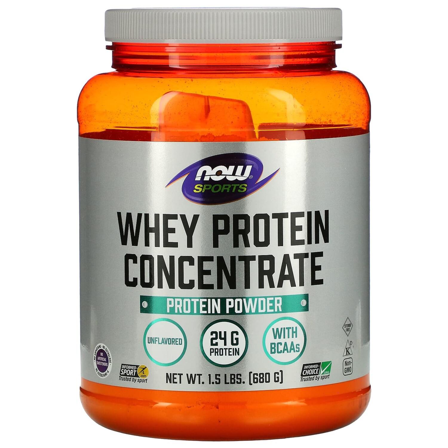 

Sports, концентрат сывороточного протеина, без добавок, 680 г (1,5 фунта), NOW Foods