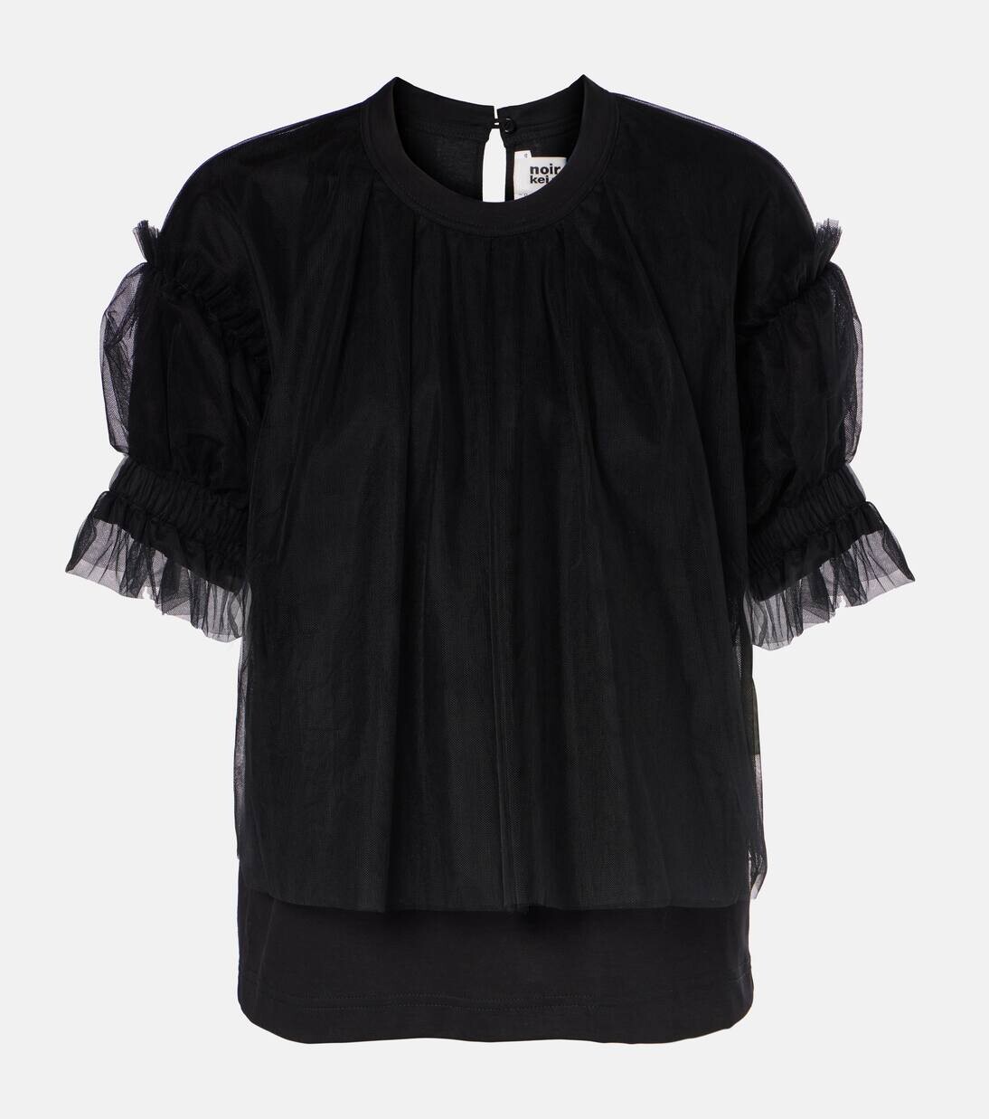 

Топ из хлопка с оборками Noir Kei Ninomiya, черный
