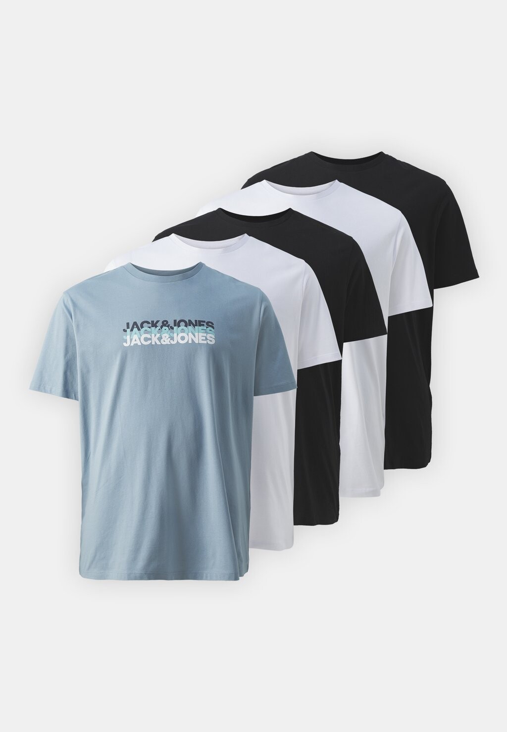 

Футболка с принтом Jjcyber Tee Crew Neck 5 Pack Jack & Jones, белый/черный