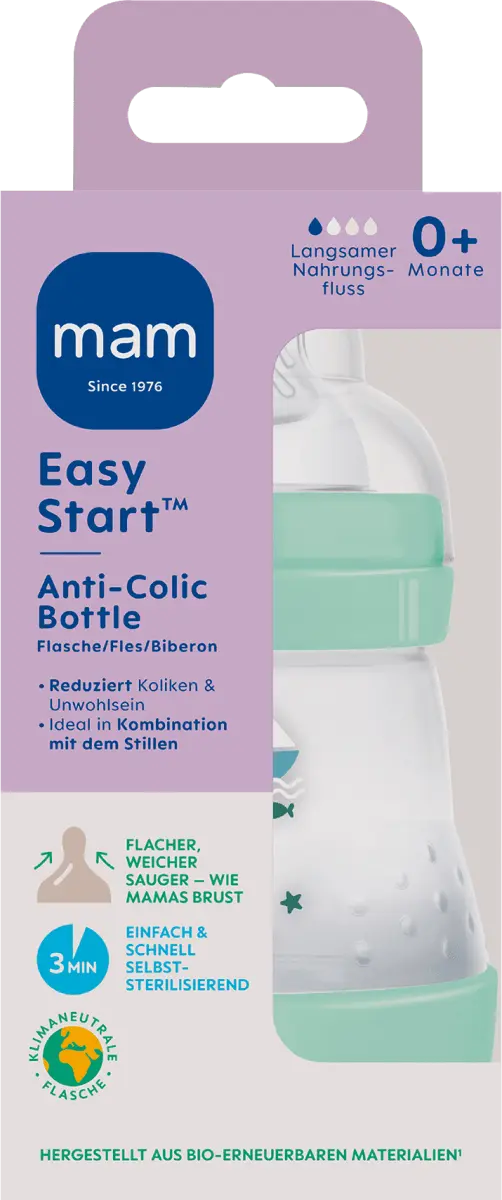 

Детская бутылочка Easy Start Anti-Colic мятная с рождения 160 мл 1 шт. MAM