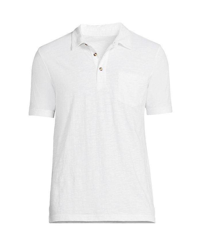 Мужская рубашка-поло с короткими рукавами и карманами для высоких мужчин Lands' End, белый