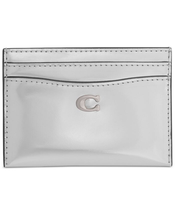 

Кожаный футляр для карточек Essential с эффектом металлик COACH, серый