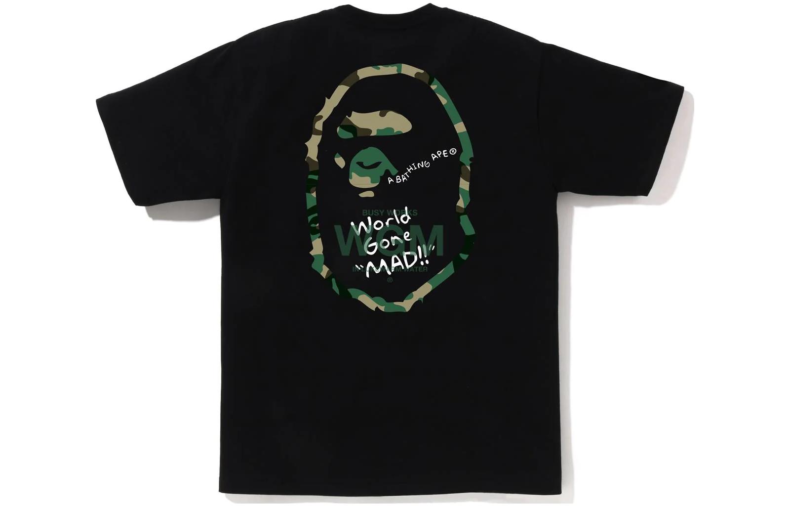 

Футболка BAPE Woodland Camo WGM Ape Head A Bathing Ape, черный