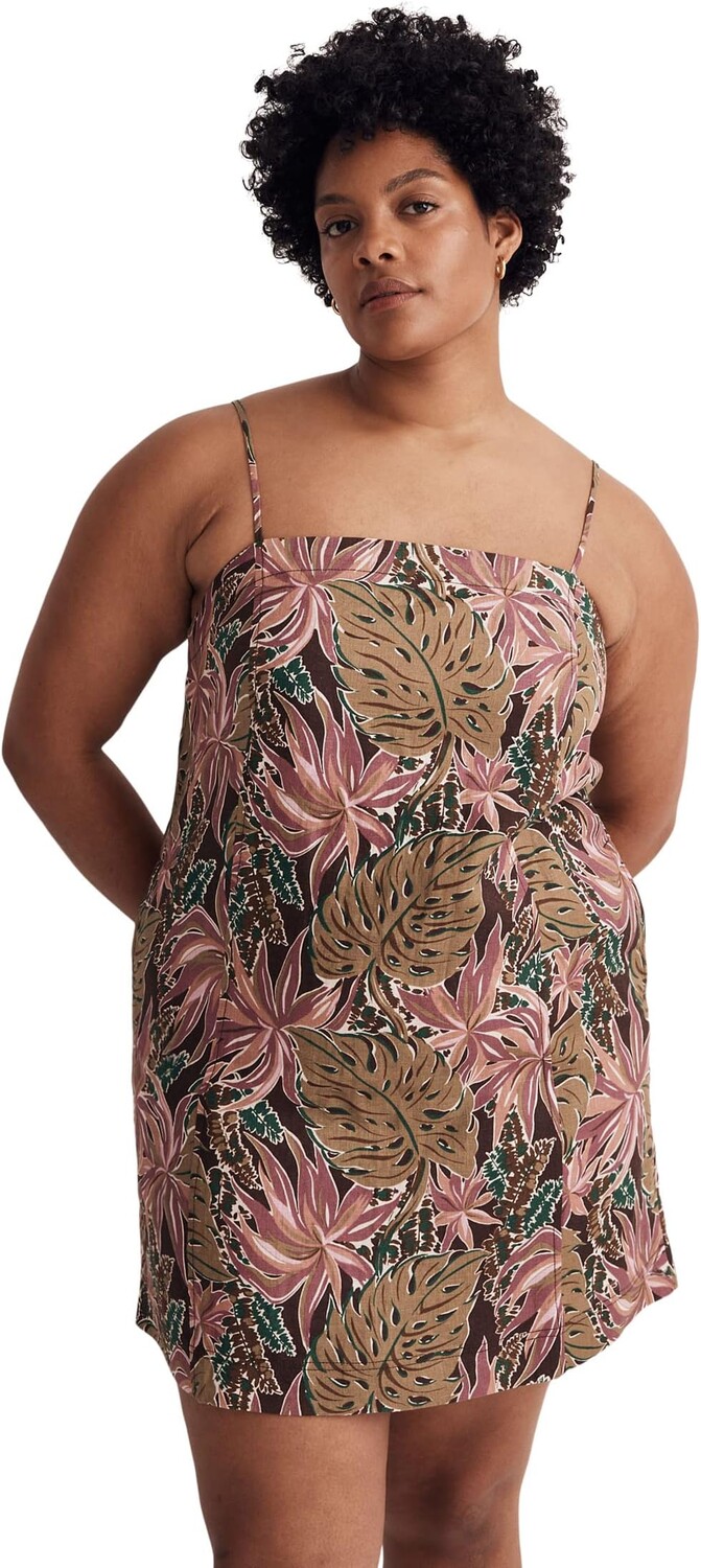 

МИНИ-ПЛАТЬЕ Goldie из 100% льна цвета Brushstroke Monstera Madewell, цвет Dark Coffee