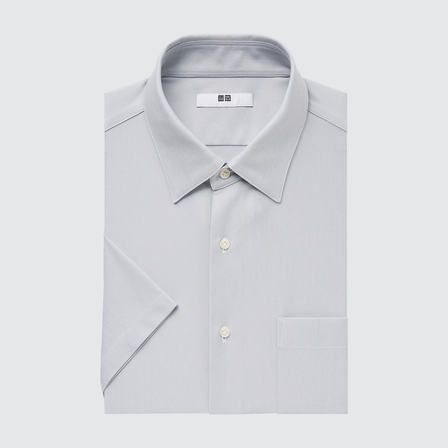 

Рубашка UNIQLO Non-iron из трикотажа с короткими рукавами, светло-серый
